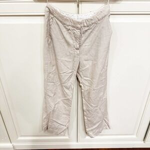 Stella McCartney Women’s Beige Cream Linen Wide Leg Trousers Pants